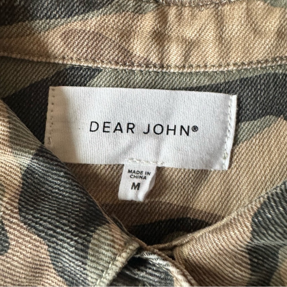 Dear John Camo Dress Button Down Utility Collared Long Sleeve Mini Cinch Waist - Picture 3 of 7